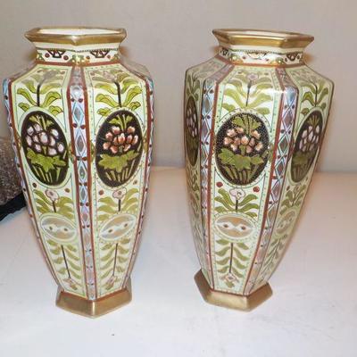 2 .Nippon vintage hand painted vases.