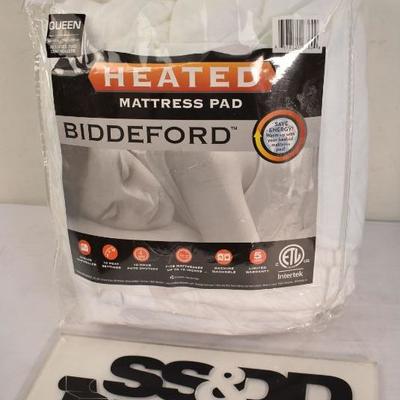 Biddeford Heated Mattress Pad, Queen Size. Open Package, $50 Retail - New
