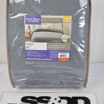 Better Homes & Gardens Pure Cotton Woven Full/Queen Bed Blanket in Grey - New