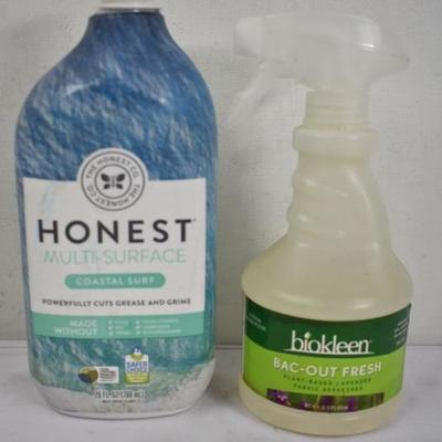 Honest Co Multi Surface Cleaner 26 oz & Biokleen Fabric Refresher 16 oz - New