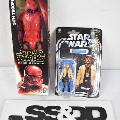 2 pc Star Wars: Sith Trooper Toy & Vintage Luke Skywalker Action Figure - New