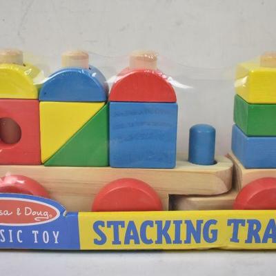 Melissa & Doug Stacking Train - Classic Wooden Toddler Toy (18 pcs) - New