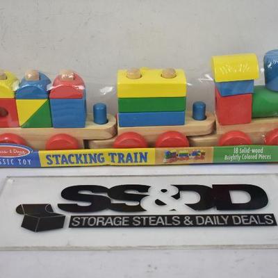 Melissa & Doug Stacking Train - Classic Wooden Toddler Toy (18 pcs) - New