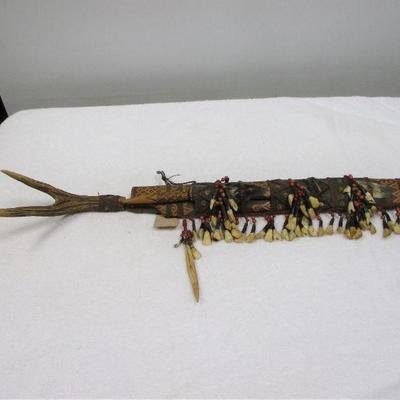 Lot 77 - Inuit Ice Blade W/ Caribou Antler Teeth & Fur