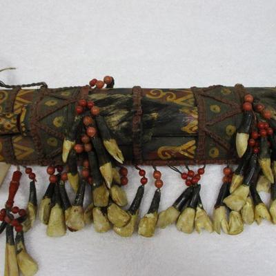 Lot 77 - Inuit Ice Blade W/ Caribou Antler Teeth & Fur