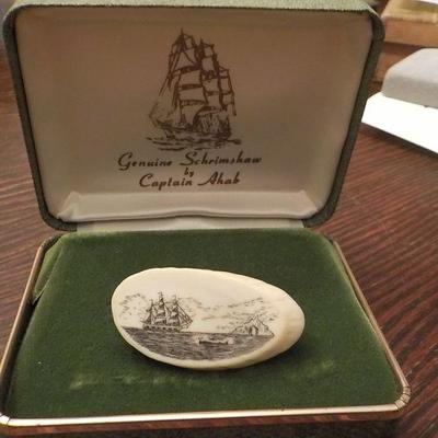 Schrimshaw Pin by Captain Ahab