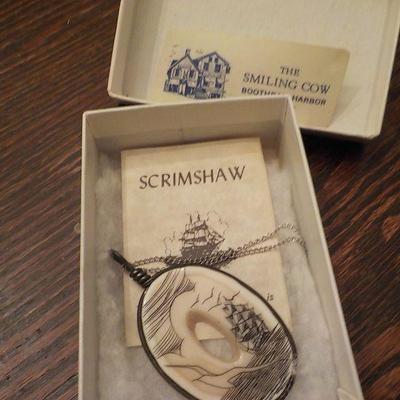 Scrimshaw hand made Sea going necklace.