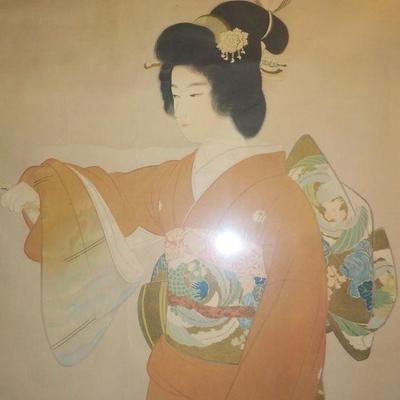 Japanese Screen painted 1920's / Ohasi Suiseki.(signed)