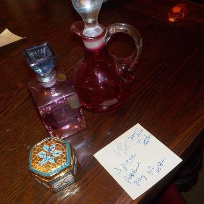 3 collector Glass , 2 bottles and trinket box.