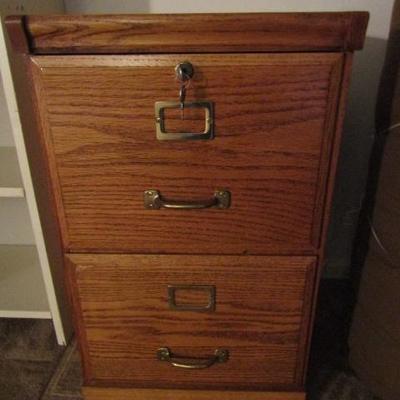 Two Drawer Solid Wood Filing Cabinet with Key