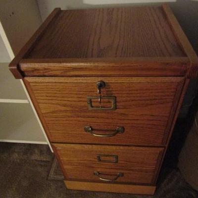 Two Drawer Solid Wood Filing Cabinet with Key