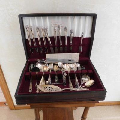 1847 Rogers Bros. Stainless Silverplate Flatware Set in Cabinet