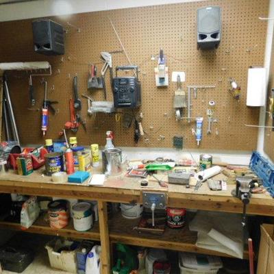 Entire Contents of Tool Bench and Wall Items (Table Not Included)