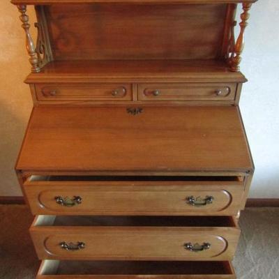 Vintage Cherry Wood Secretary Side Board with 3 Drawers 34