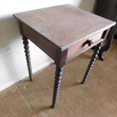 Antique Bead Leg Single Drawer Table 20