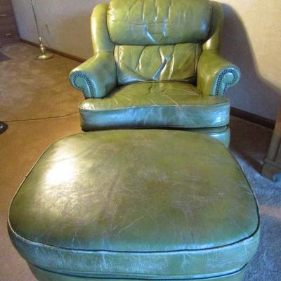 Vintage Leathercraft Chair and Ottoman Oversized