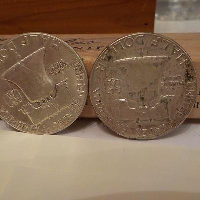 2- 1963 Benjamian 1/2 dollar coins.