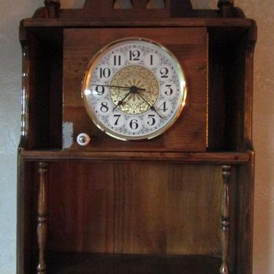 Walnut Wall Cabinet with Built In Clock 15"x23"