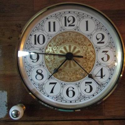 Walnut Wall Cabinet with Built In Clock 15"x23"