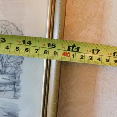 Charles Overly Pencil Framed Art 'The Ephrata Cloister' Ephrata, PA  15"x12"