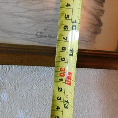 Charles Overly Pencil Framed Art 'The Ephrata Cloister' Ephrata, PA  15"x12"