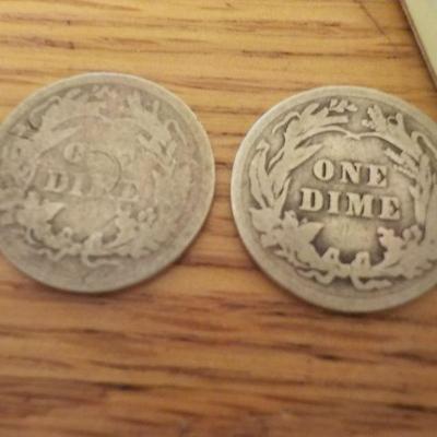 2 - 1898 and 1907 Barber dimes .