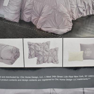 Chic Home 6-Piece Pinch Pleat Ruffled Comforter Set, Queen, Purple, $86 Retail