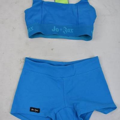4 pc Gymnastics/Dance Activewear: Jo + Jax Turquoise Set & Old Navy Floral Set, Child Size Large
