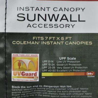 Coleman 7' x 5' Straight Leg Instant Canopy Sunwall, Green Accessory Only. Used