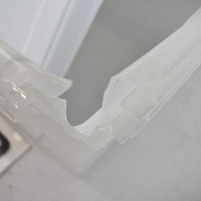 Sterilite 90 Qt. Storage Box White Case of 3. Bins Are Cracked on Corners