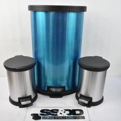 Mainstays 3-Piece Stainless Steel 1.3 & 8 Gal Waste Can Combo SEE DESCRIPTION