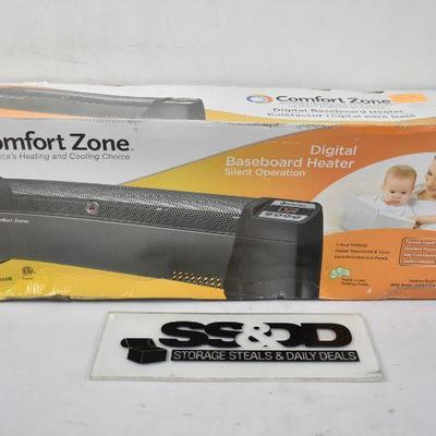 Comfort Zone 1500 Watt Baseboard Heater Black, Works $45 Retail, SEE DESCRIPTION