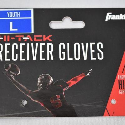 Franklin Sports Hi-Tack Football Receiver Gloves - Black - Youth Large. Open
