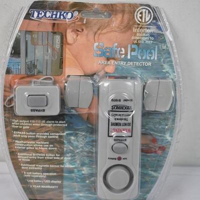Techko S187D Safe Pool Alarm. Missing battery cover. Works