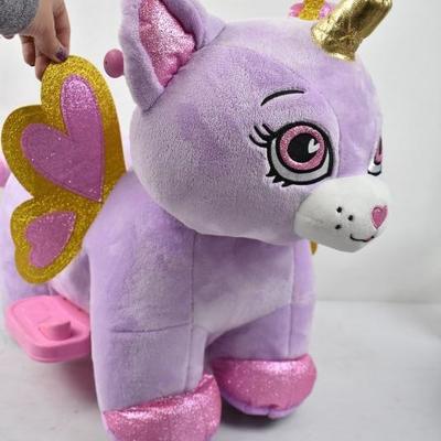 6V Unicorn-Kitten Ride-On Plush Toy by Huffy. $69 Retail, Needs charger. As is