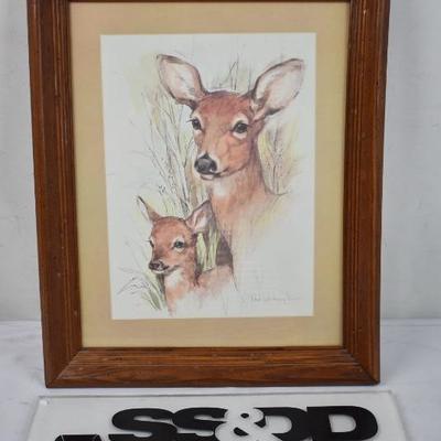 Deers Framed Image by Paul Whitney Hunter: 8x11 image, 13x16 Frame