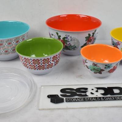 Pioneer Woman Country Garden Melamine Mixing Bowl Set, 10 Pc, Retail $25 - New