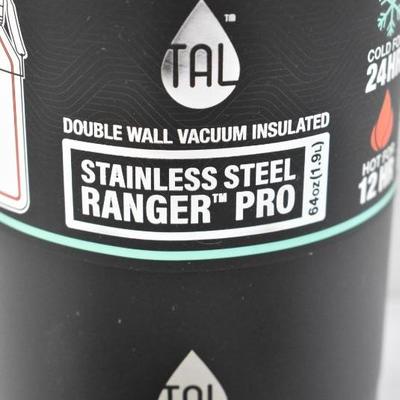 Tal 64oz Double Wall Insulated Stainless Steel Black Bottle, $20 Retail - New