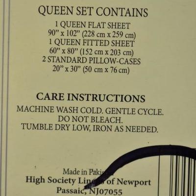 4 Piece 100% Soft Flannel Cotton Bed Sheet Set Queen Size, $38 Retail - New