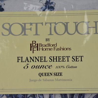 4 Piece 100% Soft Flannel Cotton Bed Sheet Set Queen Size, $38 Retail - New