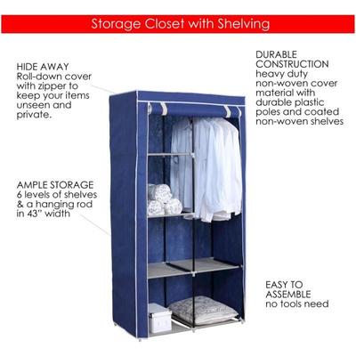 Sunbeam  Freestanding Blue Fabric Storage Closet, $40 Retail - New