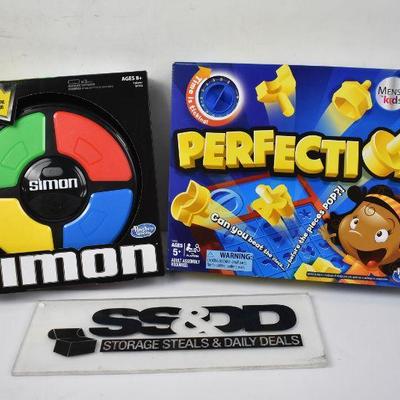 Simon Game by Hasbro & Perfection Game, $35 Retail - Both New