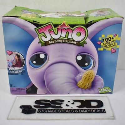 Juno My Baby Elephant Interactive Moving Trunk & Sounds, Open, $60 Retail - New