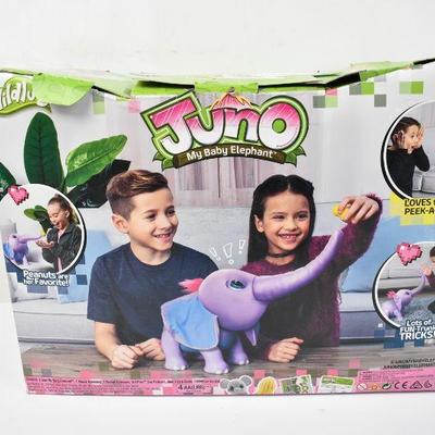 Juno My Baby Elephant Interactive Moving Trunk & Sounds, Open, $60 Retail - New