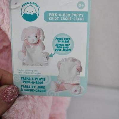 GUND Peek-a-Boo Furry Friends Animated Puppy Plush, Pink, 10