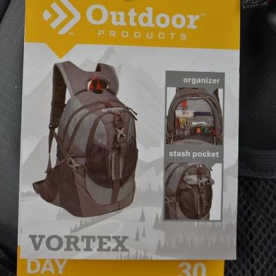 Outdoor Products Vortex Backpack, Gray & Red - New