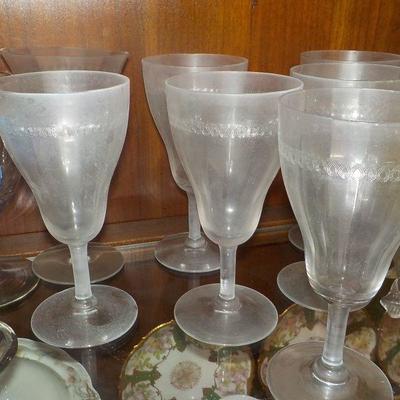7 smoked cordial crystal glasses.