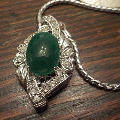 Sterling silver Necklace Jade and  Sand Dollar Pin.
