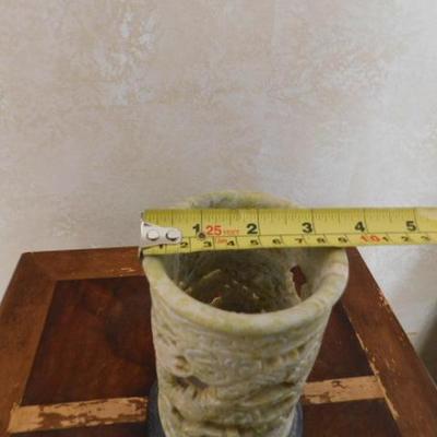 Carved Alabaster Candle Holder 7"