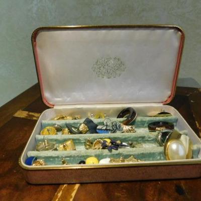 Collection of Costume Jewelry Earrings in Vintage Case
